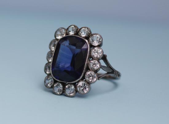FRENCH SAPPHIRE PASTE RING 1930