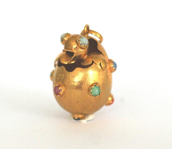 LARGE CHICKEN IN AN EGG CHARM PENDANT