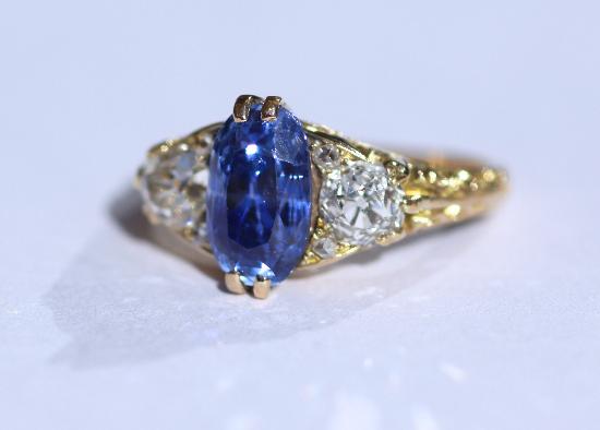 VICTORIAN SAPPHIRE AND DIAMOND ENGAGEMENT RING