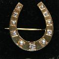 Victorian Diamond And Pearl Horseshoe Brooch