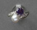 Vintage Amythest And Diamond Ring