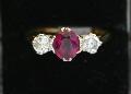 Ruby And Diamond Three Stone Engagement Ring