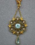 Edwardian Aquamarine And Pearl Pendant