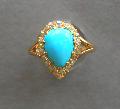 Victorian Turquoise And Diamond Heart Shaped   Ring
