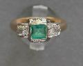 Art Deco Emerald And Diamond Engagement Ring