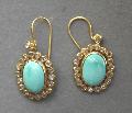 Victorian Turquoise And Diamond Earrings.