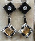 Art Deco Diamond And Onyx Earrings