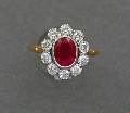 Ruby And Diamond Cluster Ring