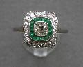 Art Deco Original Emerald And Diamond Ring