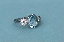 Aquamarine Platinum And Diamond Ring