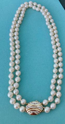 Charming Pearl And Diamond Choker Necklace
