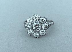 Edwardian Diamond Daisy Cluster Engagement Ring