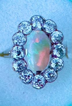 Fabulous Antique Black Opal And Diamond Ring