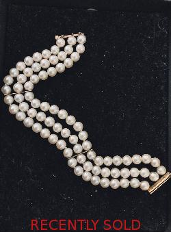 Three Row Cultured Pearl Bracelet