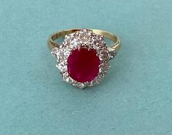 Stunning Vintage Large Ruby And Diamond Engagement Ring