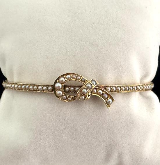 CHARMING ANTIQUE SEED PEARL BANGLE 