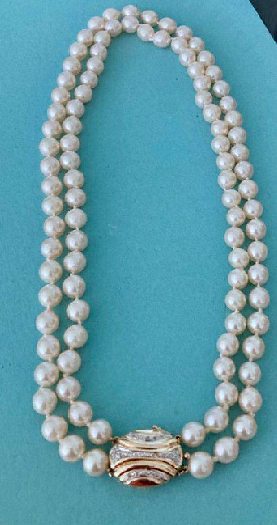 CHARMING PEARL AND DIAMOND CHOKER NECKLACE