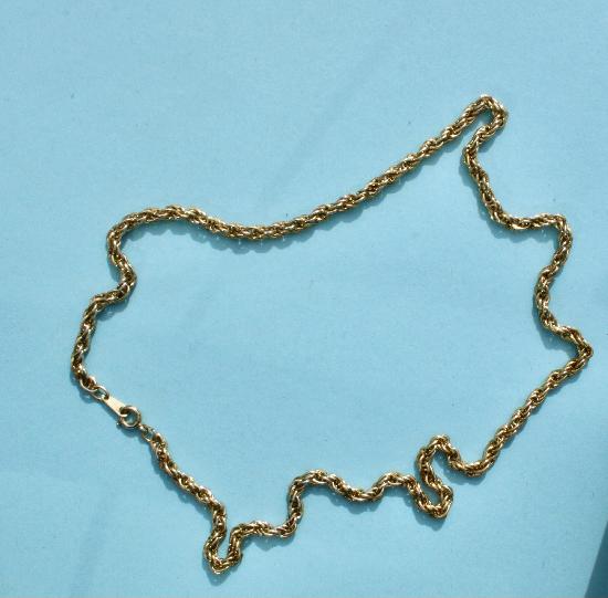 GOLD ROPE TWIST NECK CHAIN RETRO 