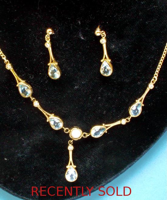 CHARMING AQUAMARINE NECKLACE AND EARRING SET