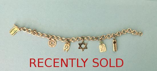 CHARMING GOLD  BRACELET WITH JEWISH INTEREST CHARMING GOLD  BRACELET WITH JEWISH INTEREST