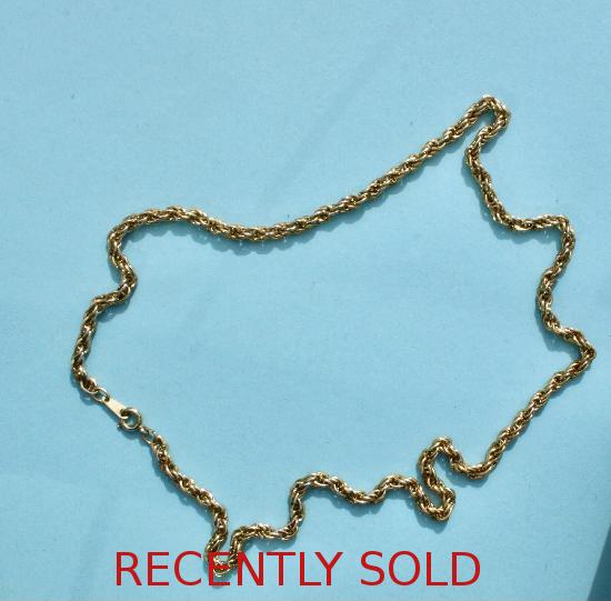 GOLD ROPE TWIST NECK CHAIN RETRO 