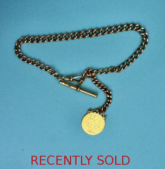 VINTAGE ALBERT WATCH CHAIN WITH SOVEREIGN VINTAGE ALBERT WATCH CHAIN WITH SOVEREIGN