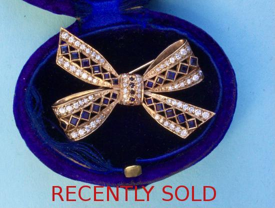 VINTAGE SAPPHIRE AND DIAMOND BROOCH