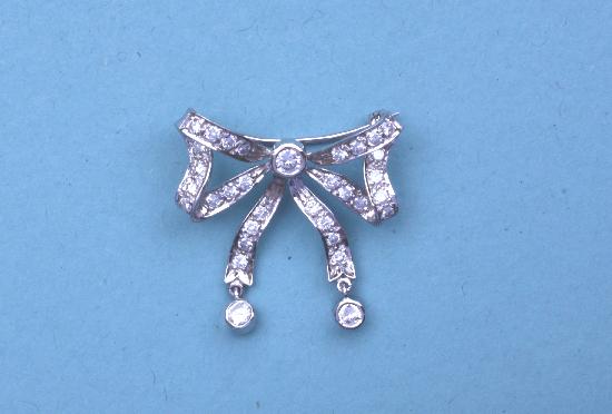 VINTAGE DIAMOND TIED RIBBON BOW BROOCH
