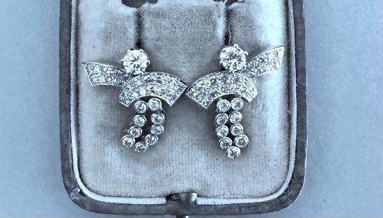 VINTAGE FINE QUALITY DIAMOND EARRINGS  VINTAGE FINE QUALITY DIAMOND EARRINGS