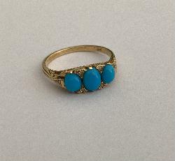 Antique Turquoise Three Stone Ring