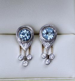 Aquamarine And Diamond Earrings