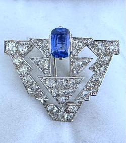 Art Deco Sapphire And Diamond Clip Brooch.