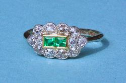 Beautiful Emerald And Diamond Edwardian Engagement Ring