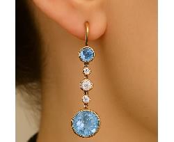 Blue Zircon Diamond Earrings