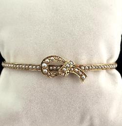 Charming Antique Seed Pearl Bangle 
