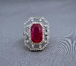 Edwardian Regal Ruby And Rose-cut Diamond Ring