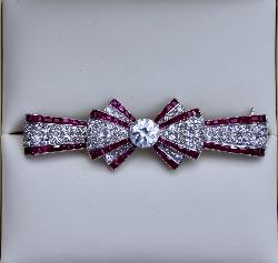 Fabulous Art Deco Ruby And Diamond Bow Brooch