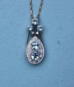 Fabulous Large Aquamarine And Diamond Pendant 1980