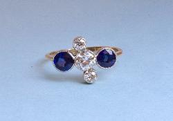 Fine Quality 1920s Sapphire And Diamond Engagement Ring