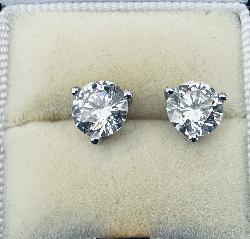Platinum Set Diamond Stud Earrings.