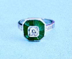 Engagement Ring 2 - Retro Emerald And Diamond Ring