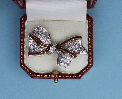 Ruby And Diamond Ribbon Tied Bow Brooch