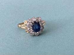 Sapphire And Diamond Cluster Ring