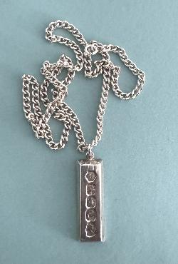 Silver Ingot With Silver Chain