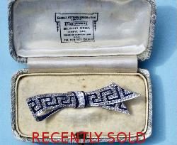 Art Deco Superb Diamond And Sapphire Bow Brooch