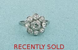 Edwardian Platinum Diamond Daisy Ring