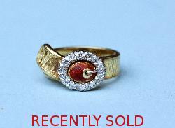Vintage Diamond And Enamel Buckle Ring