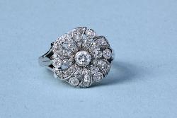 Vintage Diamond Flower Cluster Engagement Ring